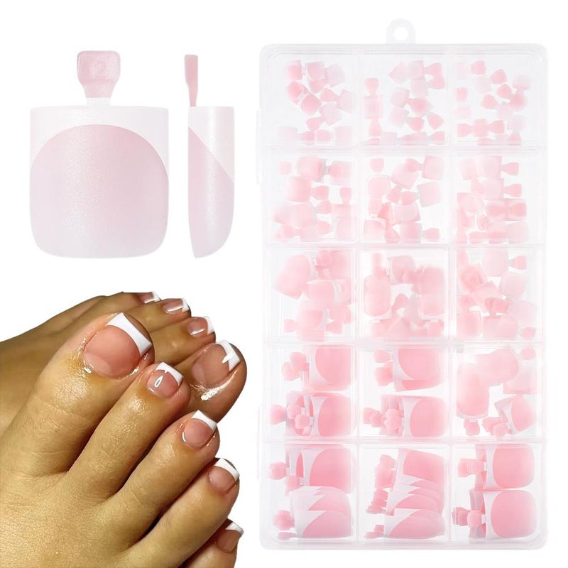 French short toenail design, nude color, seamless pre-made nail art, removable finished product, false nail tips.